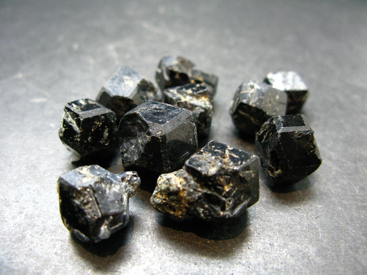 lot of 10 Black Melanite Andradite Garnet Crystals From Mali - 36.82 Grams