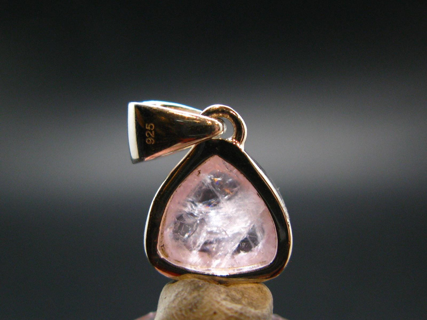 Pink Morganite Silver Pendant From Brazil - 0.7" - 2.13 Grams