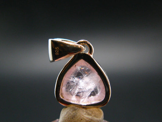 Pink Morganite Silver Pendant From Brazil - 0.7" - 2.13 Grams