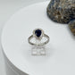 Pear Sapphire Halo Ring | Sterling Silver, September Birthstone (Size 7.5)