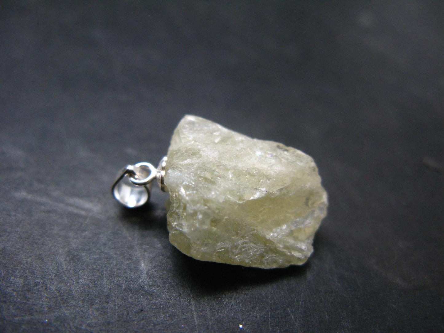 Amblygonite Silver Pendant from Brazil - 0.9" - 3.0 Grams