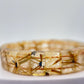 Golden Rutilated Quartz Tile Bracelet – Natural Gemstone Stretch Jewelry