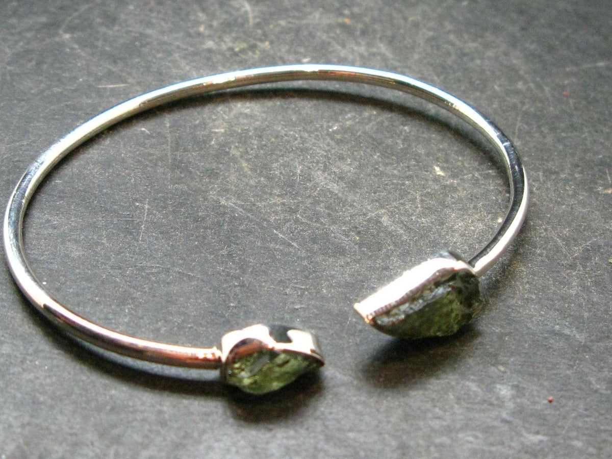 Moldavite Sterling Silver Twister Bracelet - 4.35 Grams - Size Adjustable