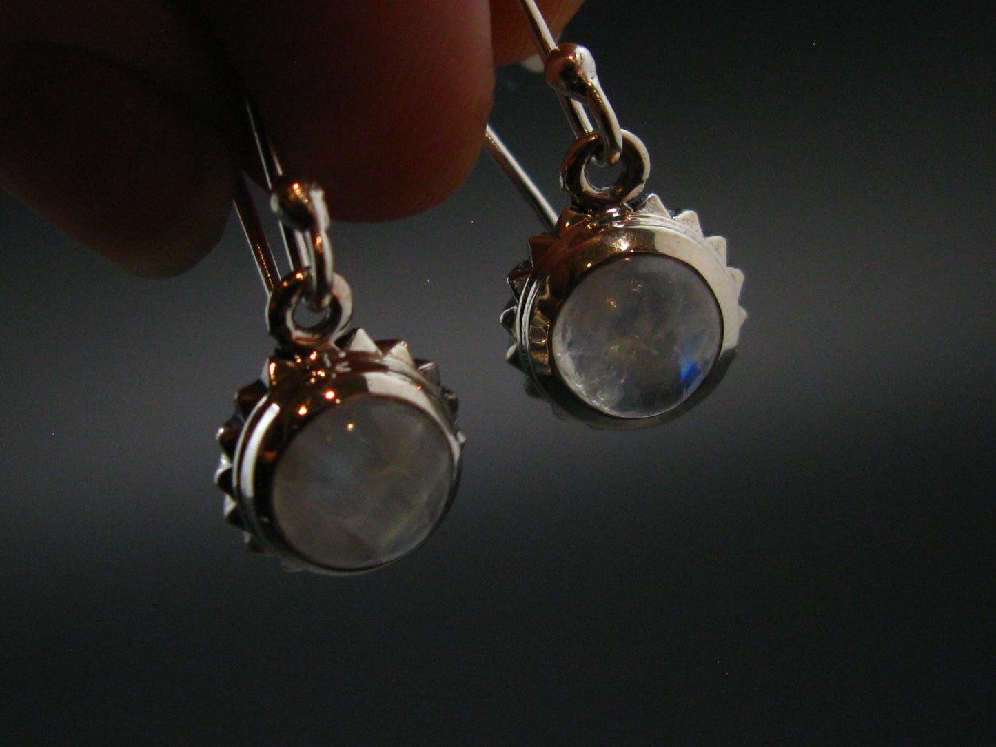 Natural Moonstone 925 Sterling Earrings - 1.0" - 3.04 Grams