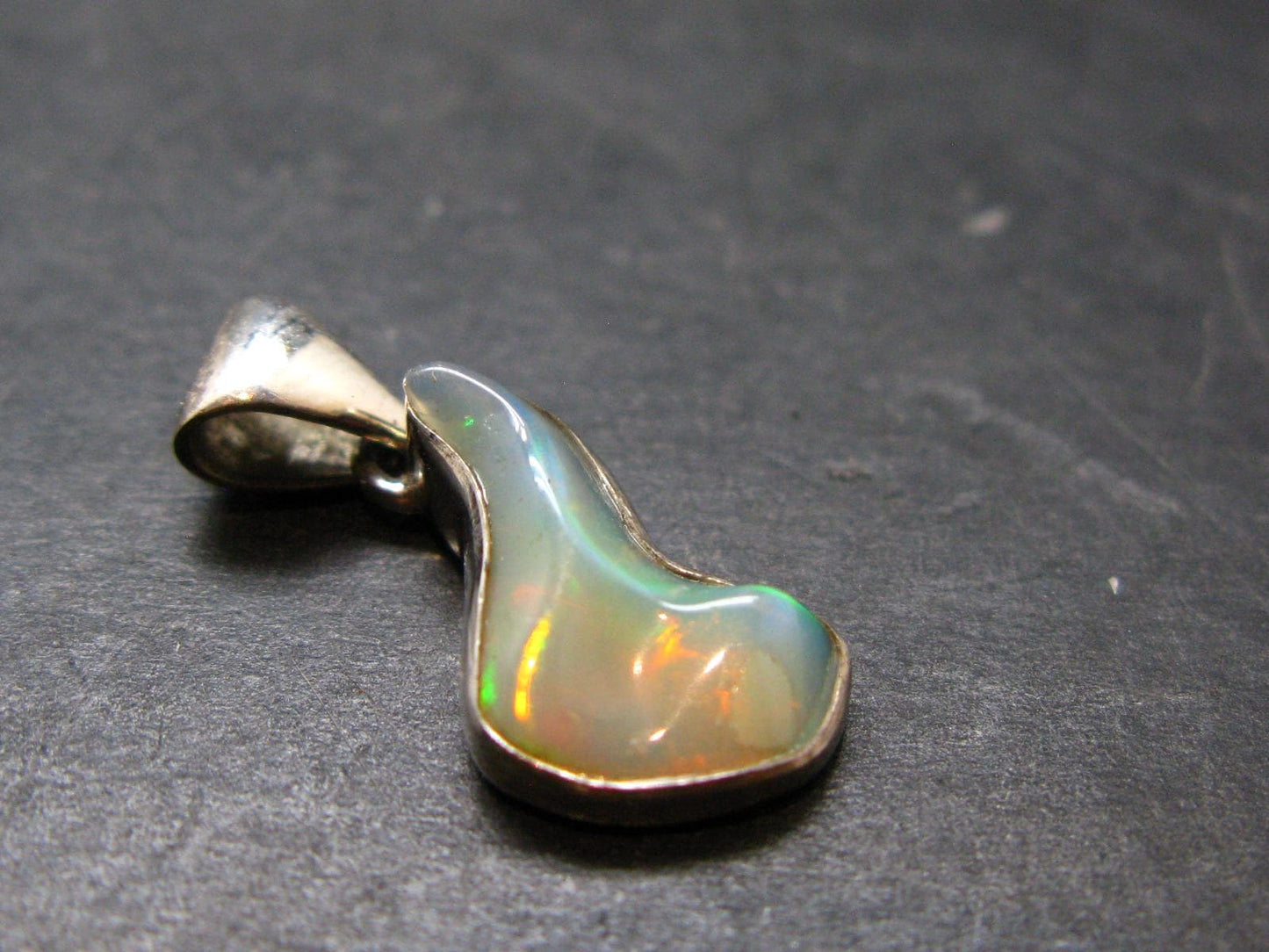 Opal Sterling Silver Pendant From Ethiopia - 0.9" - 1.83 Grams