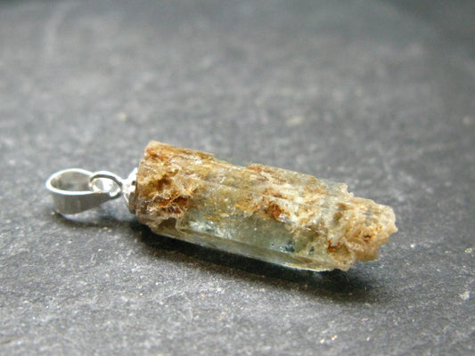 Aquamarine Crystal Silver Pendant From Namibia - 1.1" - 1.54 Grams