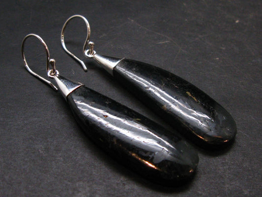 Very Rare Sterling Silver Nuumite Nuummite Earrings From Greenland