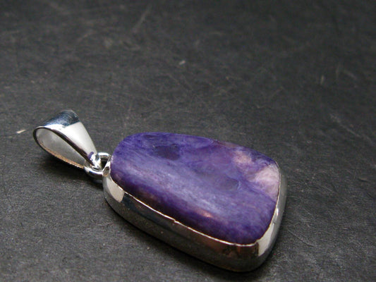 Rare High-Quality Charoite Silver Plated Pendant From Russia - 1.4" - 6.76 Grams