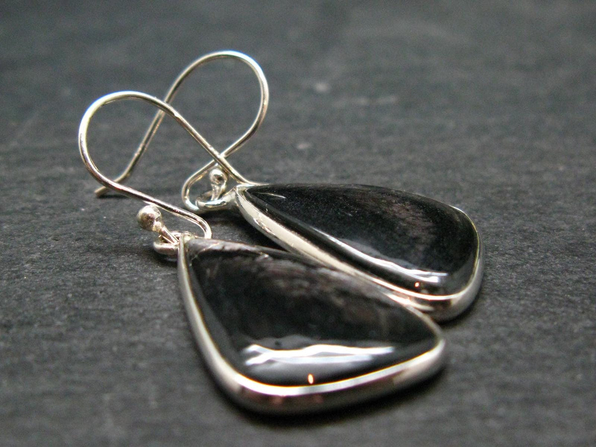 Tumbled Hypersthene Silver Earrings From Canada - 1.5" - 5.79 Grams