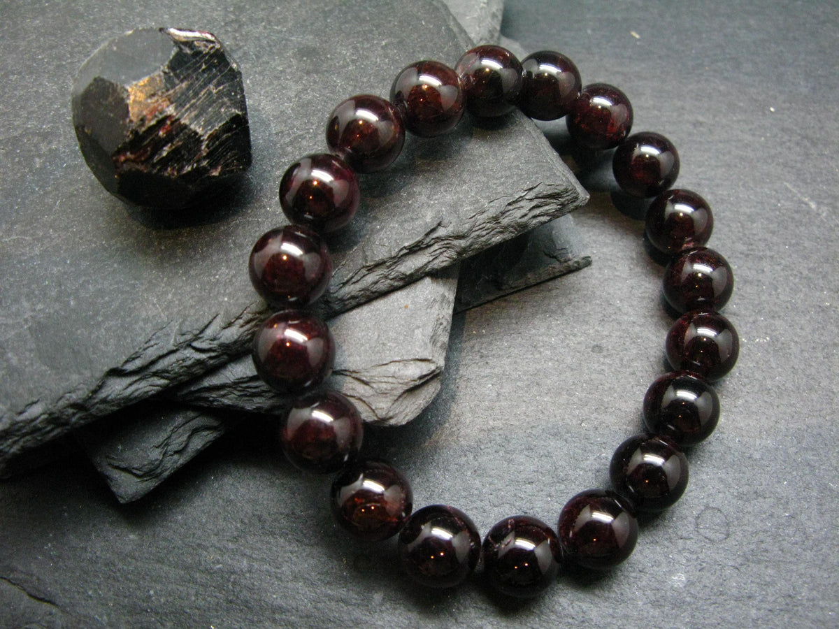 Garnet Almandine Genuine Bracelet ~ 7 Inches ~ 10mm Round Beads