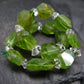 Peridot & Herkimer Diamond Genuine Bracelet ~ 7 Inches ~ Facetted Beads