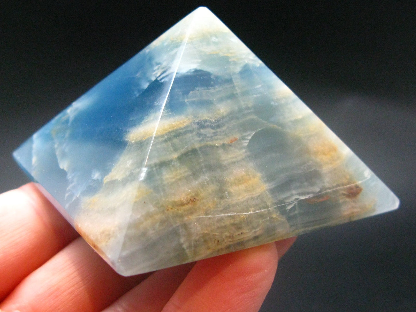 Lemurian Aquatine Blue Calcite Pyramid - 2.3" - 140.54 Grams