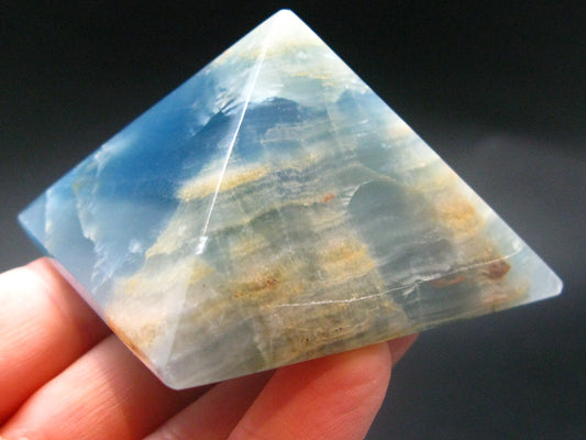 Lemurian Aquatine Blue Calcite Pyramid - 2.3" - 140.54 Grams