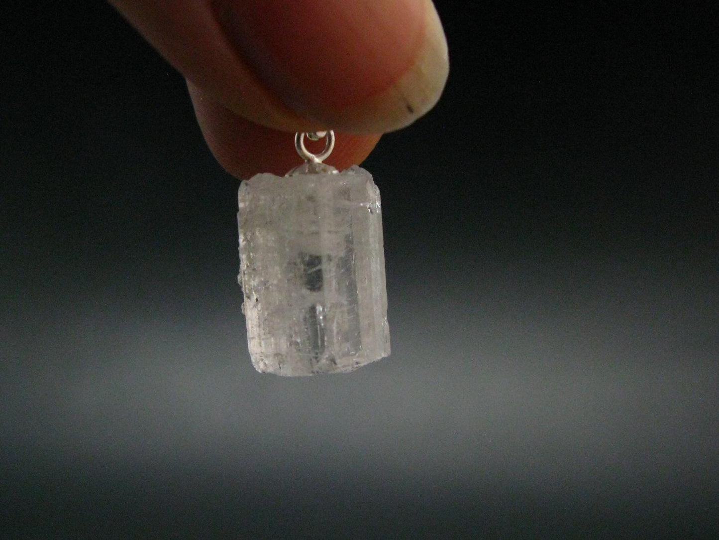 Nice Terminated Danburite Crystal Silver Pendant from Russia - 0.8" - 1.90 Grams