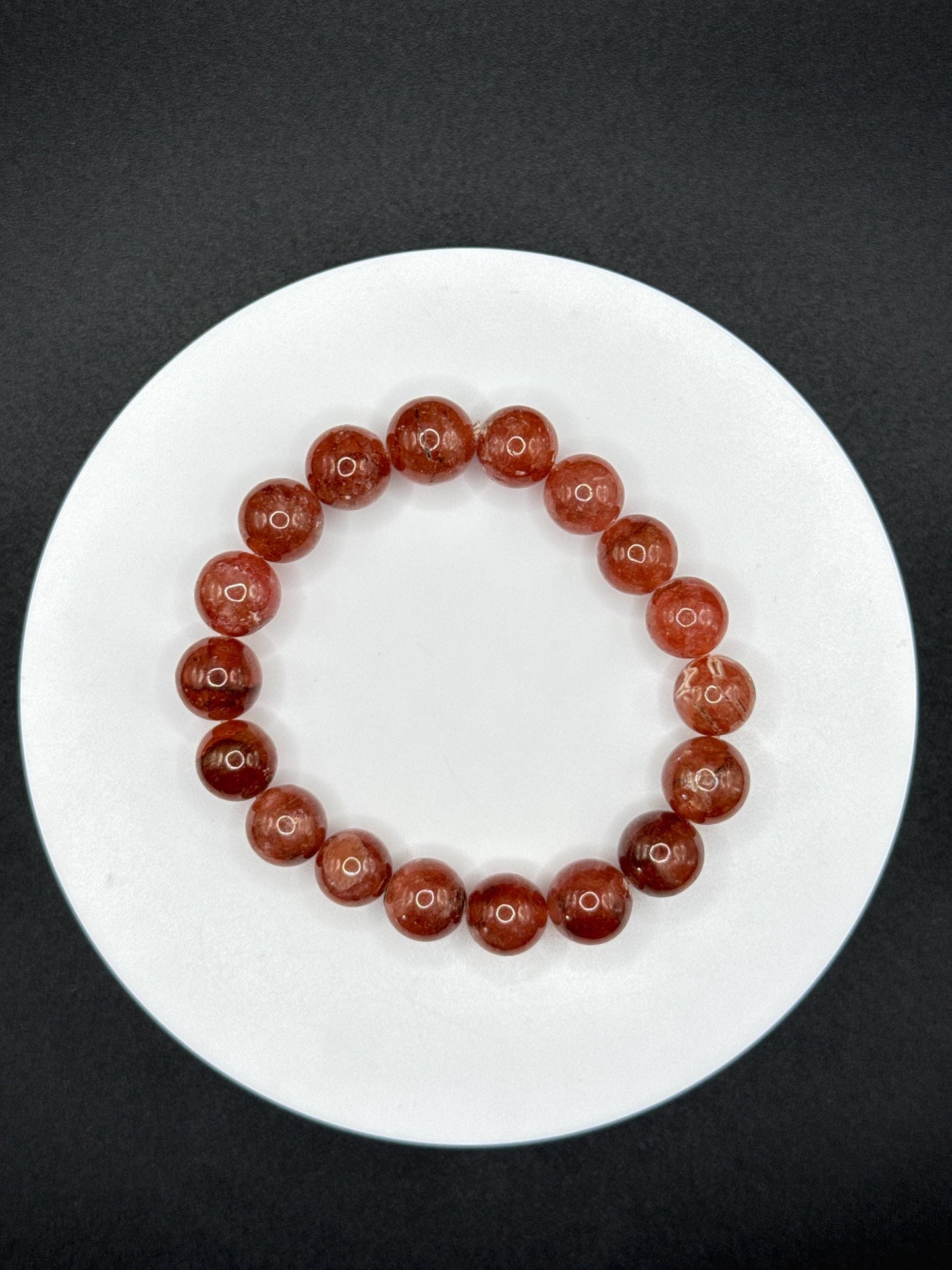 Natural Rhodochrosite Bead Bracelet | Pink Crystal Stretch Bracelet