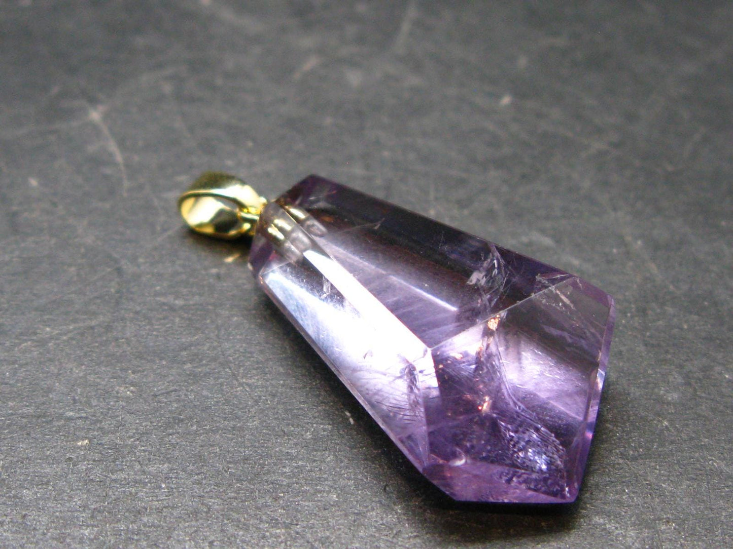 Amethyst Sterling Silver Gold Plated Pendant From Brazil - 1.5" - 7.16 Grams