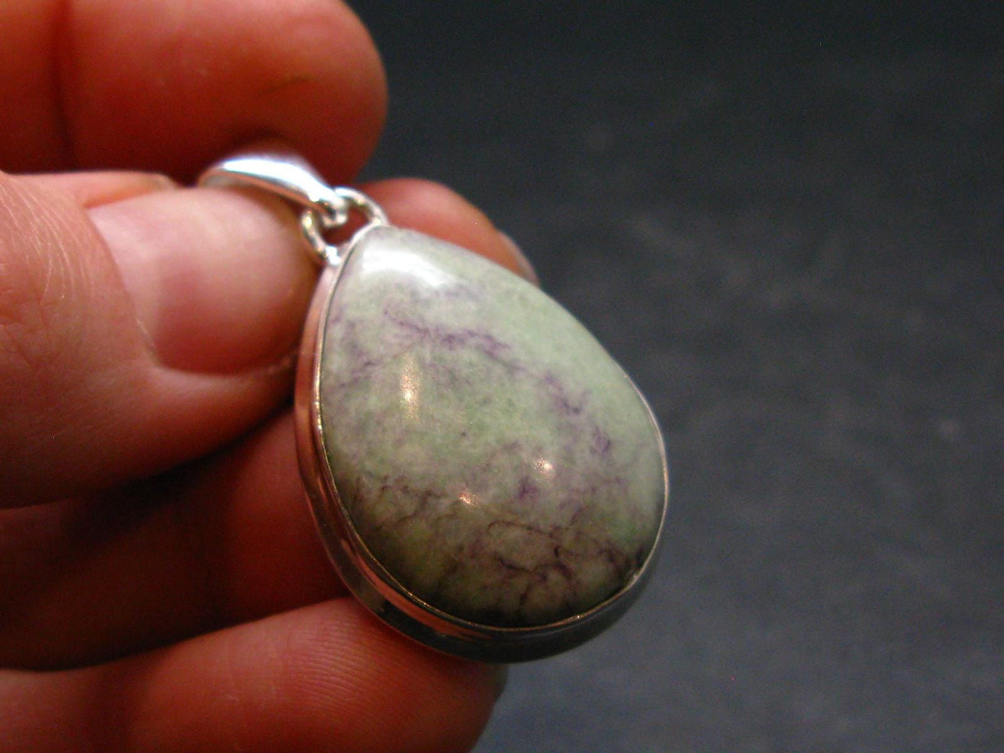 Raw Violet Kämmererite Kammererite Chrome Clinochlore Silver Plated Pendant from Turkey - 1.4" - 7.02 Grams