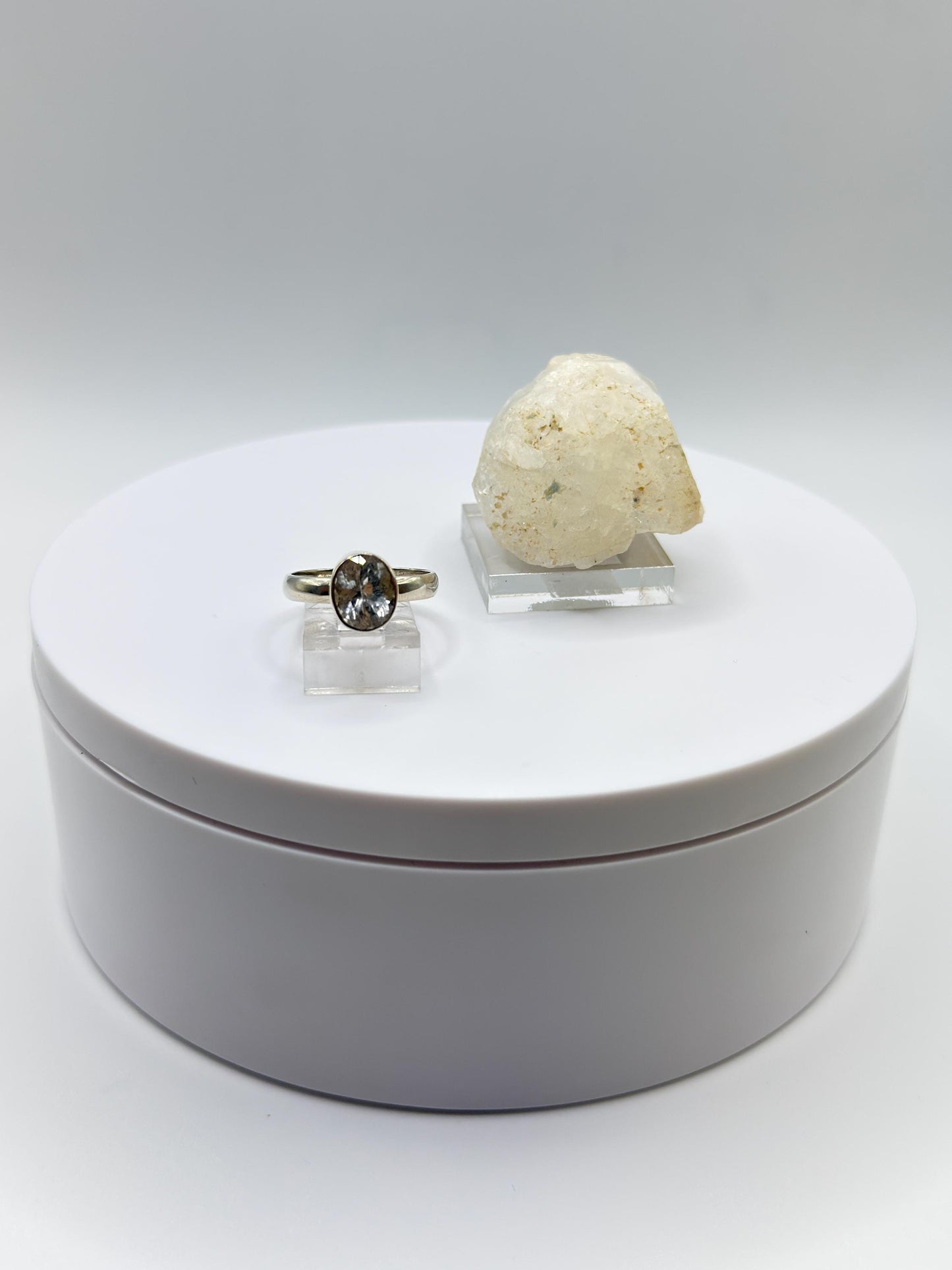 Natural Phenakite (Phenacite) Oval Faceted Ring in Sterling Silver - Size 7