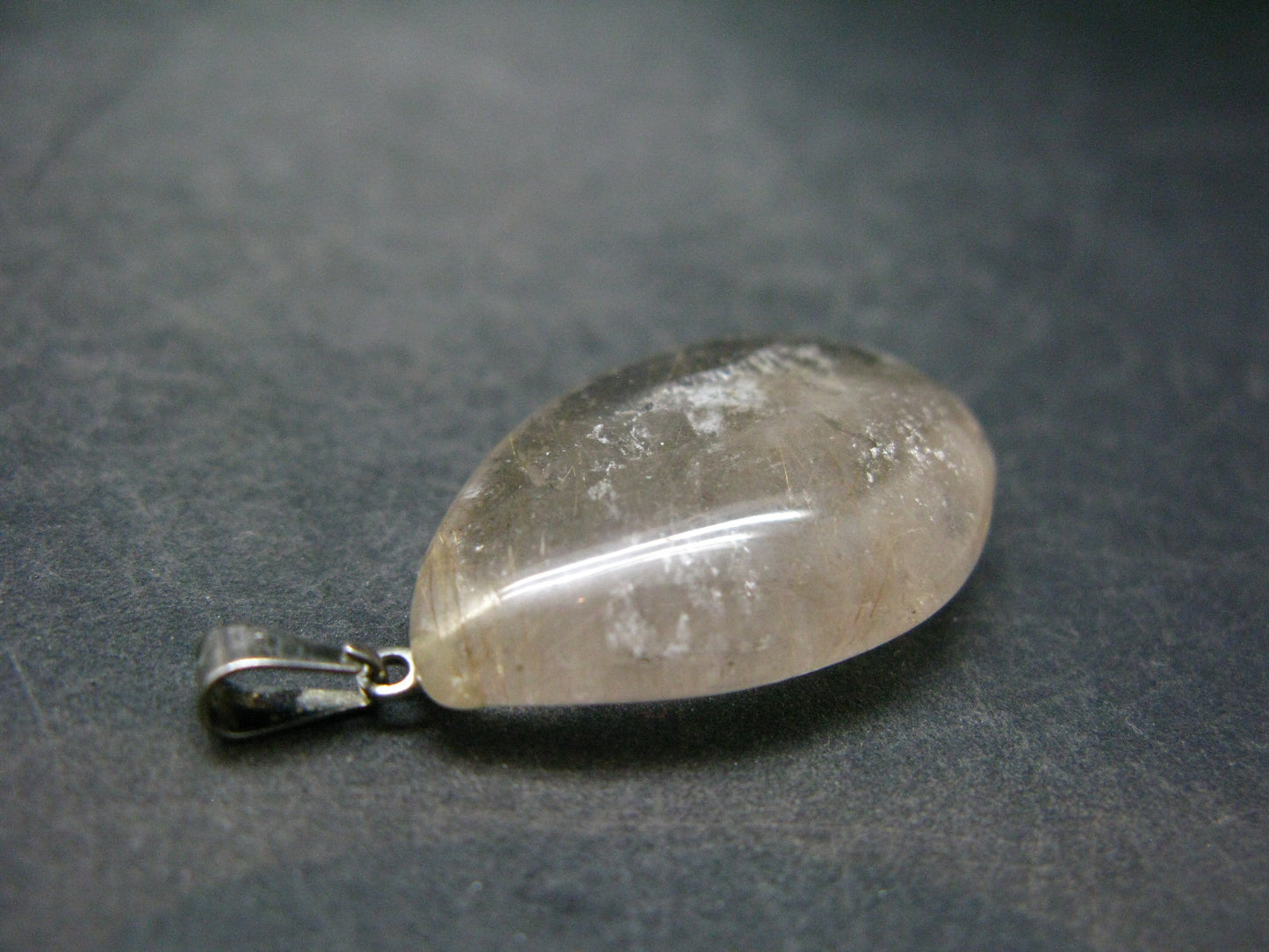 Rutilated Quartz Silver Pendant From Brazil - 1.5"