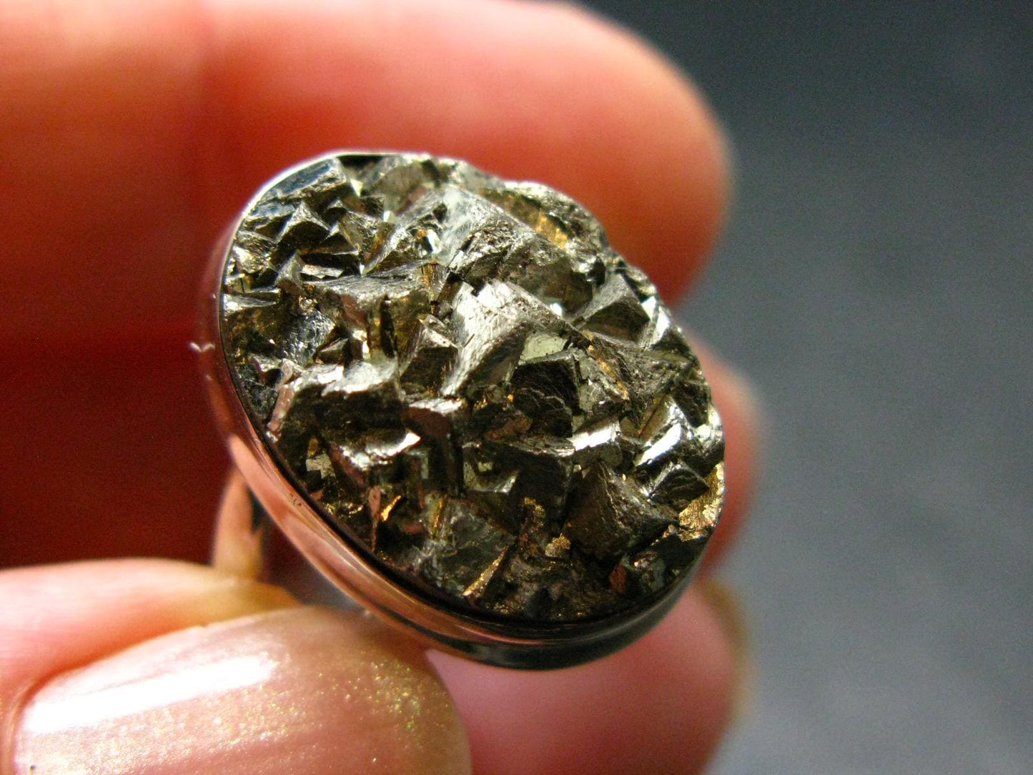 Large Raw Pyrite Silver Ring From Peru - 8.13 Grams - Size 8.25