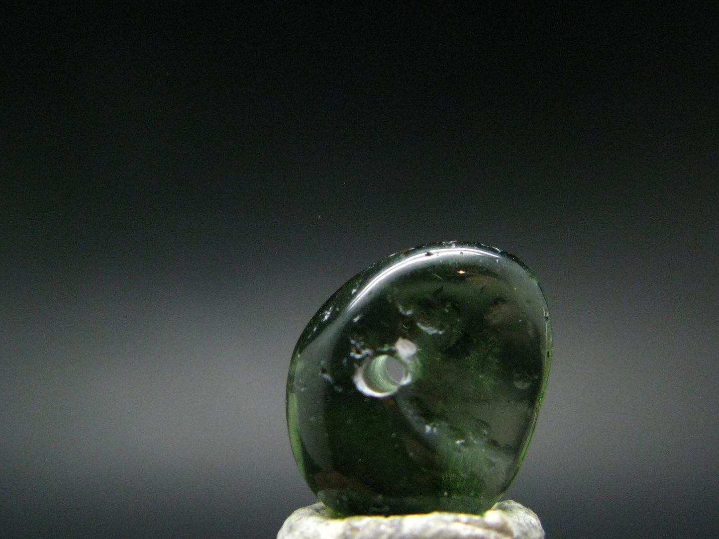 Moldavite Tektite Tumbled Bead from Czech Republic - 13 mm - 5.0 Carats