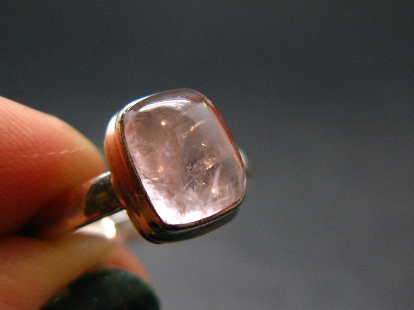 Pink Beryl!! Amazing Natural Morganite Silver Ring From Brazil - Size 9 - 3.8 Grams