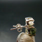 Moldavite & Herkimer Diamond Silver Stud Earrings - 0.6" - 2.53 Grams