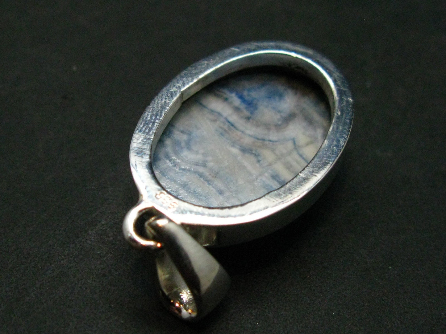 Rare Blue Scheelite Silver Pendant From Turkey - 1.3" - 7.37 Grams