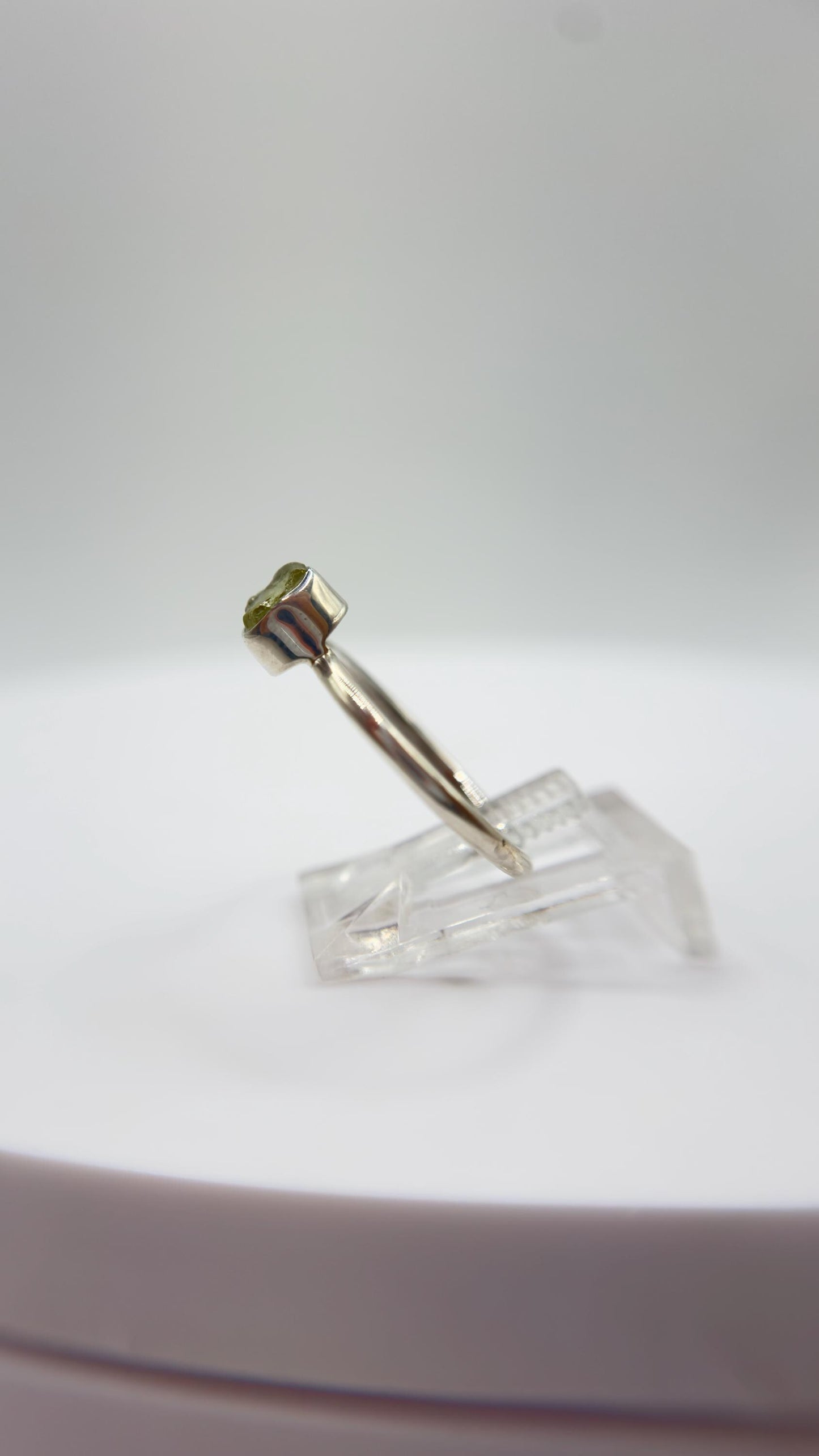 Chrysoberyl Raw Stone Ring Gemstone Silver Minimalist Jewelry Natural Crystal Gift - Sizes: 6, 7, 8