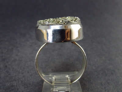 Large Raw Pyrite Silver Ring From Peru - 14.4 Grams - Size 9