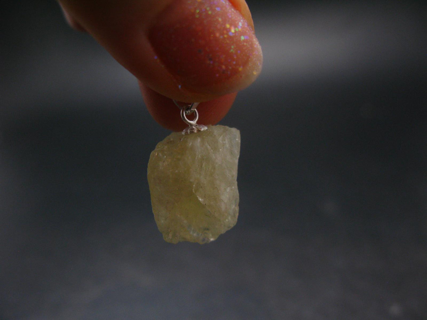 Amblygonite Silver Pendant from Brazil - 0.9" - 3.0 Grams
