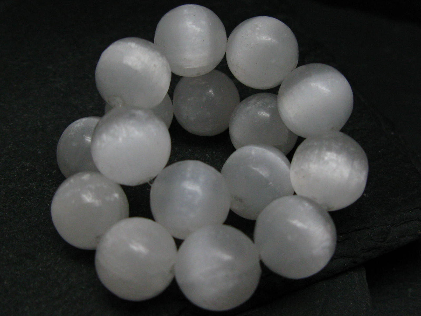 Selenite Genuine Bracelet ~ 7 Inches ~ 12mm Round Beads