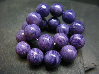 Charoite Genuine Bracelet ~ 7 Inches ~ 10mm Round Beads