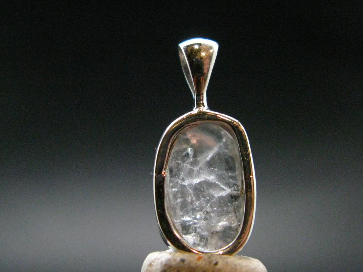 Gray Herderite Silver Pendant from Africa - 0.7" - 1.15 Grams