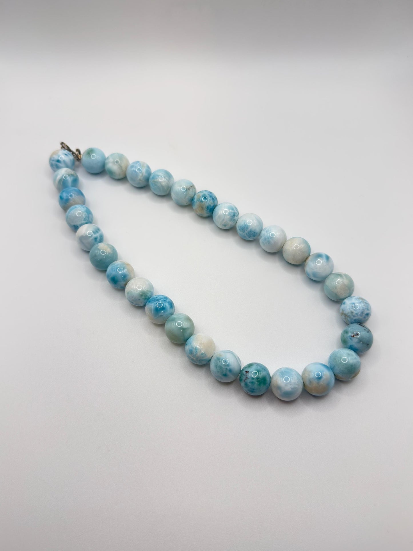 Larimar Beaded Necklace Blue Gemstone Jewelry Ocean Stone Necklace Gift