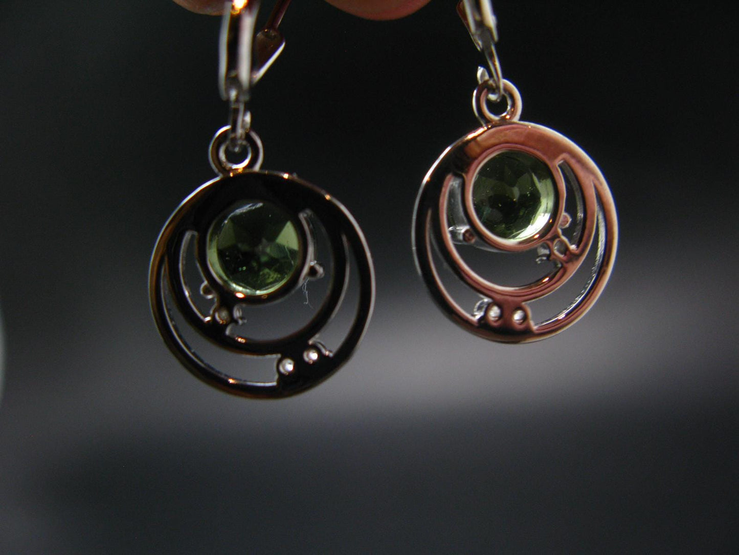 Moldavite Tektite Silver Earrings from Czech Republic - 4.29 Grams