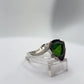 Green Helenite Trillion Ring – Sterling Silver Modern Gemstone Statement Ring