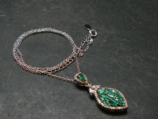 Emerald Silver Pendant W/Chain From Colombia - 3.85 Grams Total