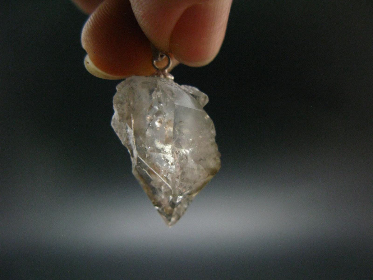 Large DT Elestial Quartz Crystal Silver Pendant From Brazil - 1.1" - 4.16 Grams