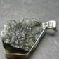 Moldavite Tektite Silver Clover Pendant from Czech Republic - 1.4" - 6.66 Grams