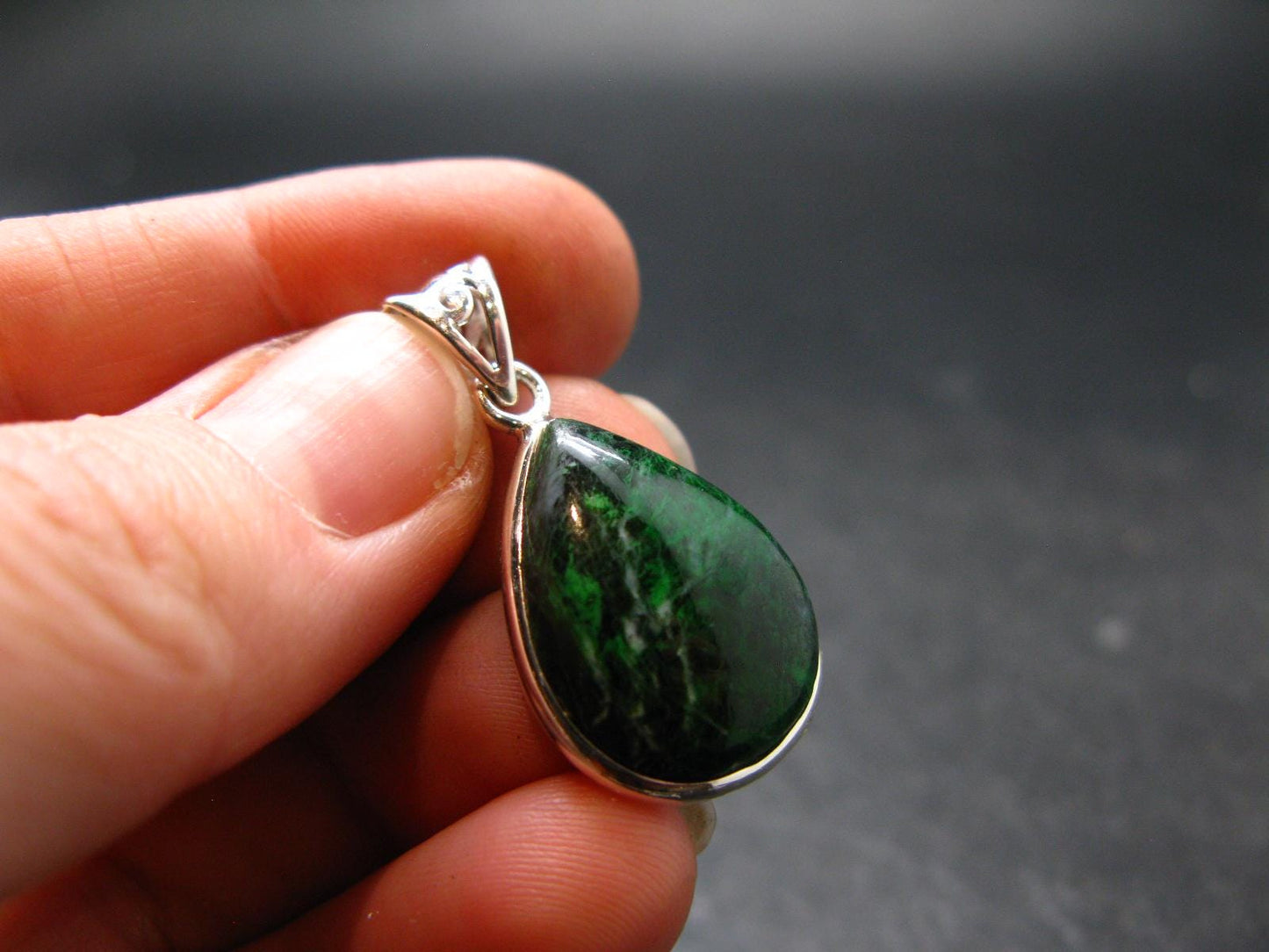 Extremely Rare Natural Maw Sit Sit Crystal Silver Pendant from Myanmar - 1.2" - 4.18 Grams
