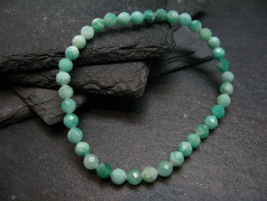 Emerald Genuine Bracelet ~ 7 Inches ~ 5mm Round Facetted Beads