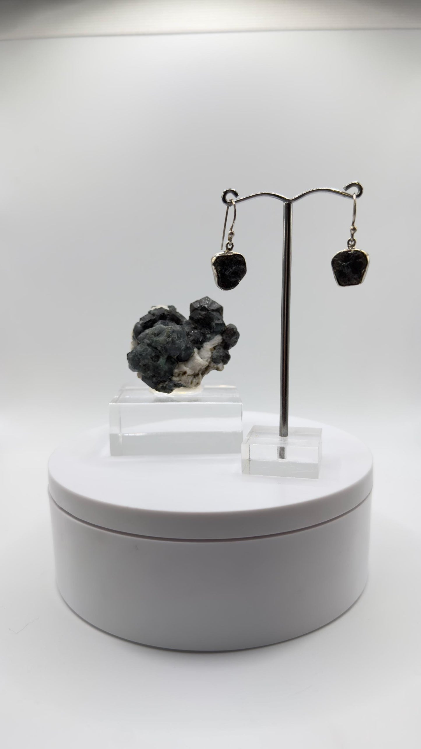 Alexandrite Drop Earrings Raw Color Change Stone Silver Dangle Earrings June Birthstone Jewelry