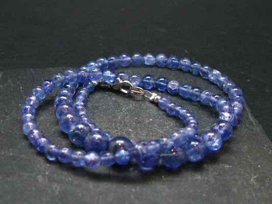 Gem Tanzanite Zoisite Necklace Beads From Tanzania - 20" - 25.11 Grams