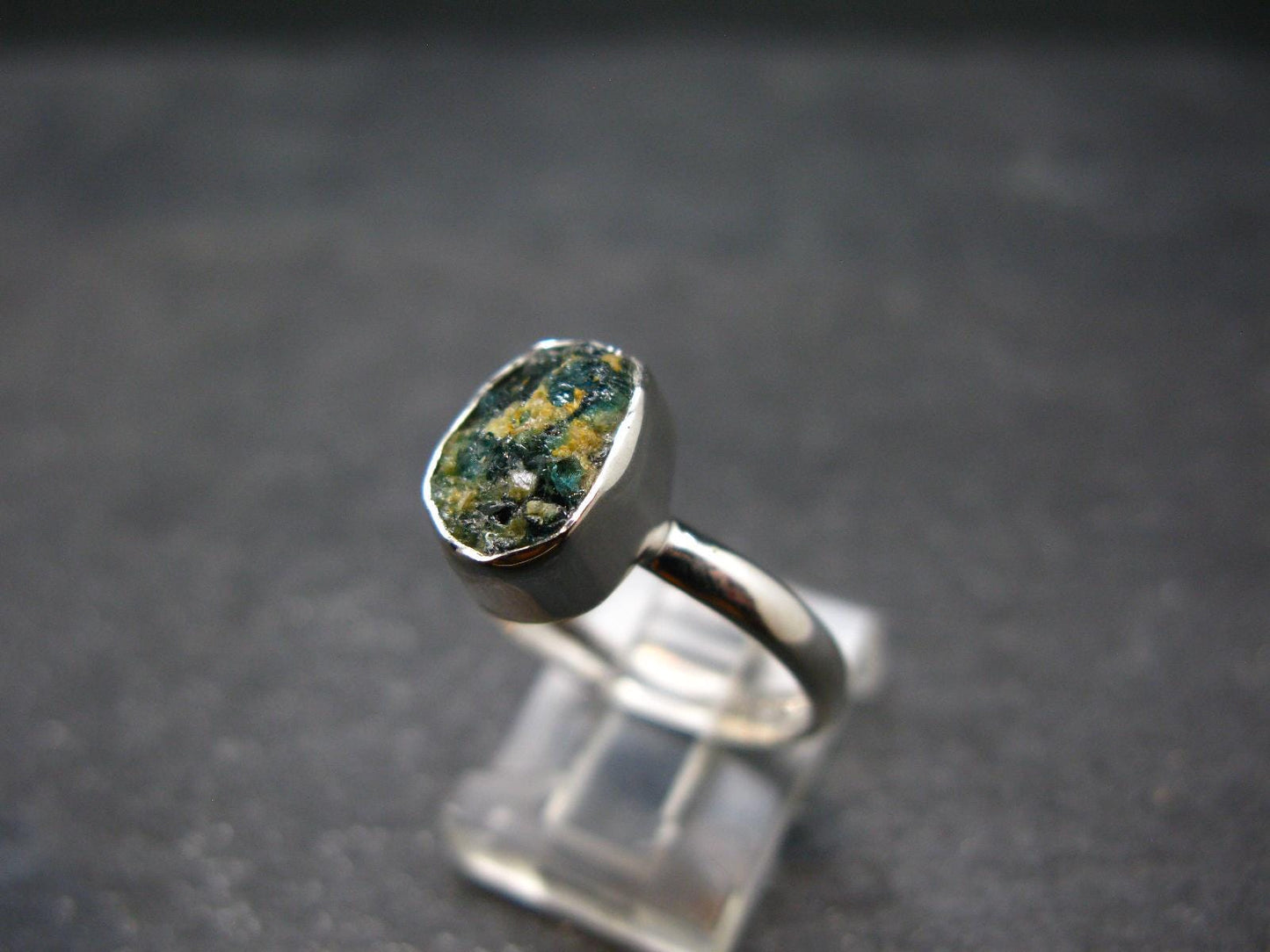 Blue Lazulite Silver Ring From Pakistan - Size 8 - 2.54 Grams