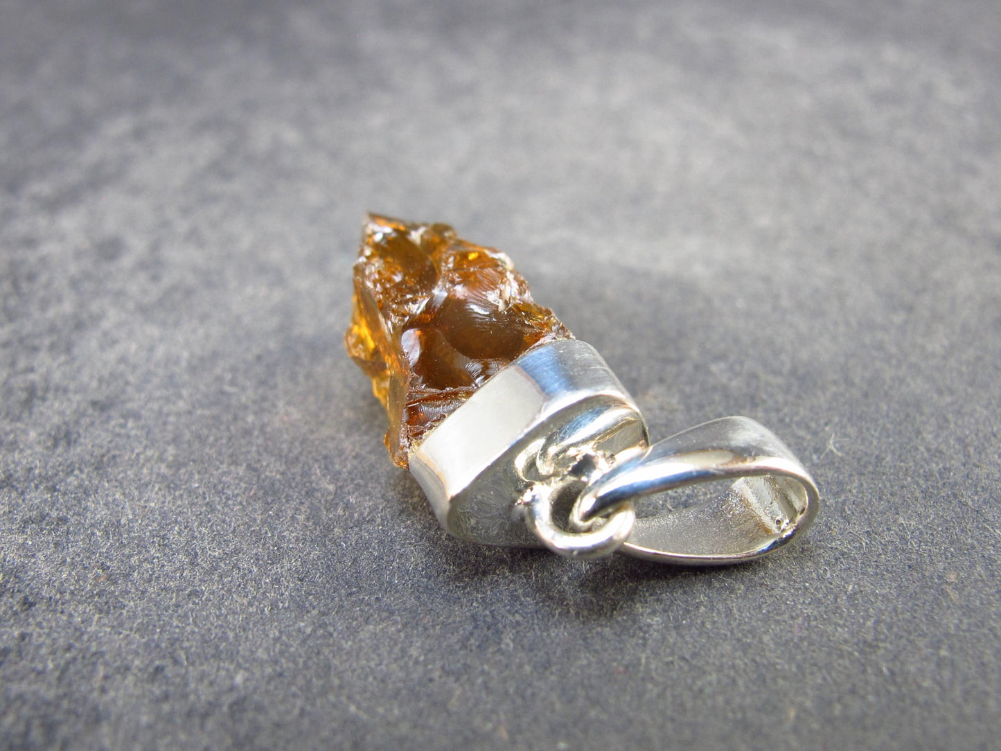 Natural Unheated Citrine Sterling Silver Pendant from Zambia - 1.2" - 2.65 Grams
