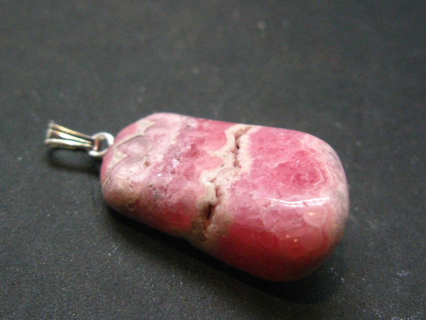 Rhodochrosite Sterling Silver Pendant From Argentina - 1.5" - 10.98 Grams