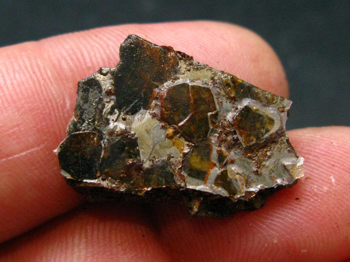 Large Sericho Meteorite Pallasite Olivine Slice From Kenya - 1.5" - 3.10 Grams