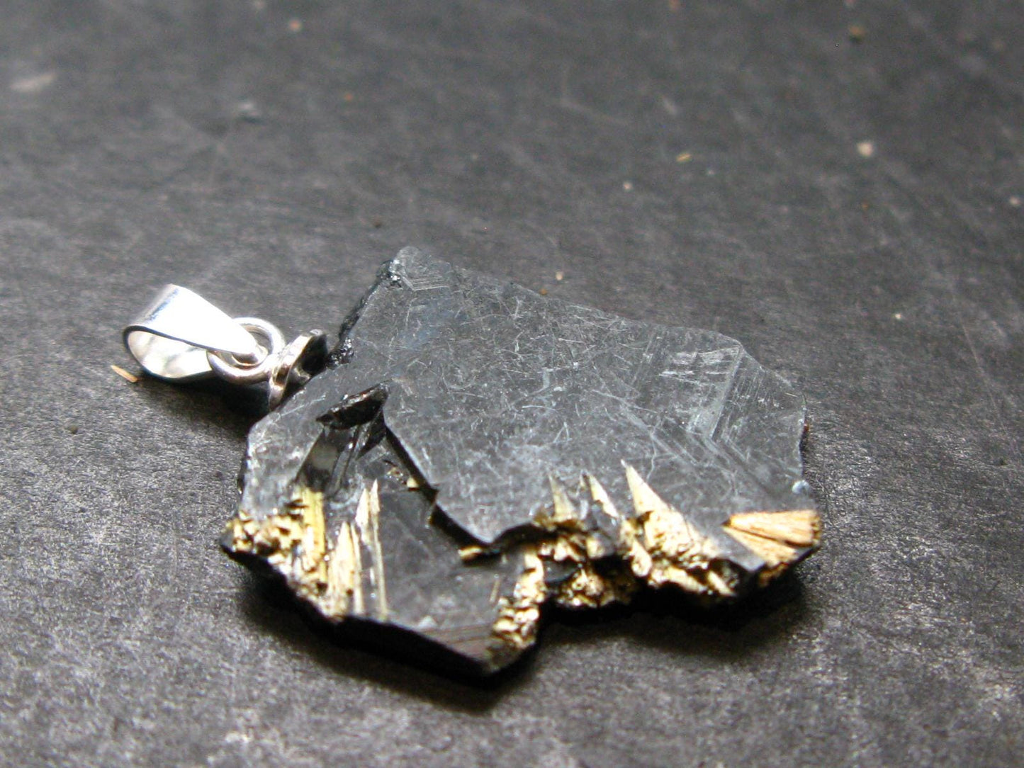 Large Hematite and Rutile Silver Pendant from Brazil - 1.0" - 3.28 Grams