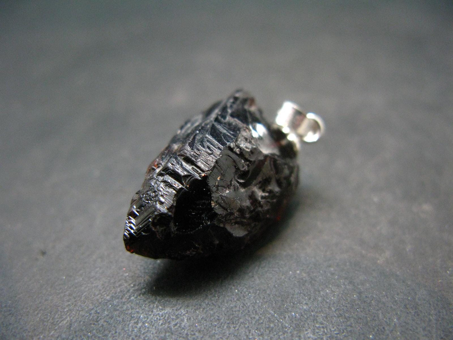 Gem Spessartine Spessartitne Garnet Pendant in SS From Brazil - 1.0" - 5.57 Grams